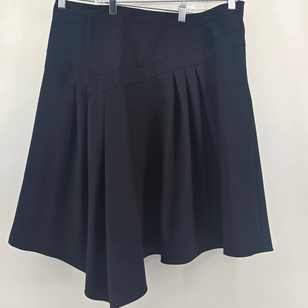 Lane Bryant Black Asymmetrical Pleated Handkerchief Hem Skirt Womens 16 Side Zip